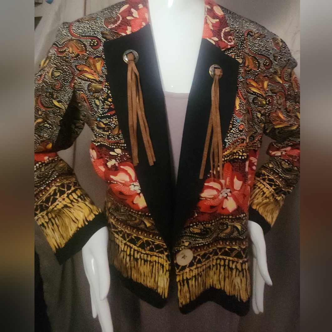 Vintage Carole Little 90s Western Style Floral Blazer Size 8